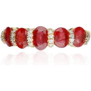 imageGin ampamp Grace 14K Yellow Gold Mozambique Genuine Ruby Ring with Diamonds for women  Ethically authentically ampamp organically sourced Oval shaped Ruby handcrafted jewelry for her  Ruby Ring for women