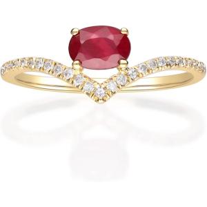 imageGin ampamp Grace Womens 10K Yellow Gold Mozambique Genuine Ruby Ring With Diamonds OvalCut Shaped TW1969RRuby9