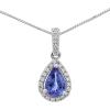 image:imageGin amp Grace Valentines Jewelry 10K White Gold Natural DiamondI1I2 amp Genuine Tanzanite Pendant Necklace for Women