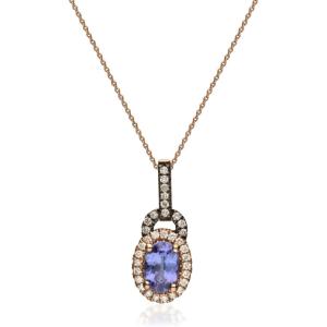 image:imageGin amp Grace 10K Rose Gold Natural Diamond I1I2 amp Genuine Tanzanite Pendant for Women