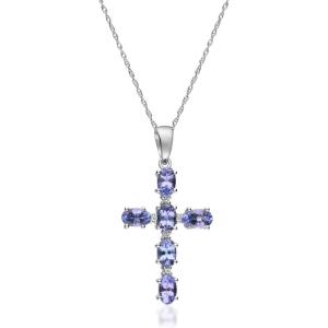 image:imageGin amp Grace 10K White Gold Blue Genuine Tanzanite Diamond I1I2 Pendant for Women