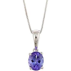 image:imageGin amp Grace 14K White Gold Genuine Tanzanite Pendant Necklace for Women