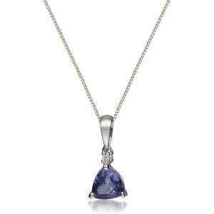 image:imageGin amp Grace 14K White Gold Genuine Tanzanite Pendant with Natural Diamonds for Women Holiday Gifts  Ethically Authentically amp Organically Sourced TrillionCut shaped Tanzanite handcrafted Jewelry Gifts For Her Holiday Season Gifts  Tanzanite Necklace for Women Holiday Gifts