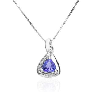 image:imageGin amp Grace 925 Sterling Silver Genuine Tanzanite Diamond Pendants with Chain for Women  Ethically Authentically amp Organically Sourced TrillionCut shaped Tanzanite handcrafted Jewelry Gifts For Her Holiday Season Gifts