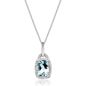image:imageGin amp Grace Valentines Jewelry 10K White Gold Natural Diamond I1I2 amp Genuine Aquamarine Pendant for Women