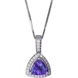 image:imageGin amp Grace Valentines Jewelry 10K White Gold Natural Diamond I1I2 amp GenuineTanzanite Pendant Necklace for Women
