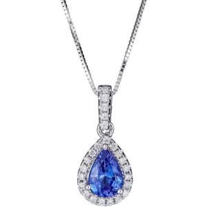 image:imageGin amp Grace Valentines Jewelry 10K White Gold Natural DiamondI1I2 amp Genuine Tanzanite Pendant Necklace for Women